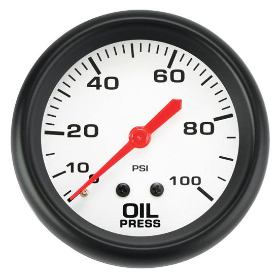 Speedway Motors 25/8" Inch Mechanical White Face Oil Pressure Gauge, 0