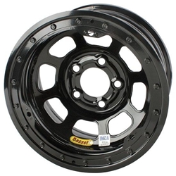 Bassett D-Hole IMCA Approved Wheels, 15 x 8, 5 on 4-3/4, Beadlock, Black