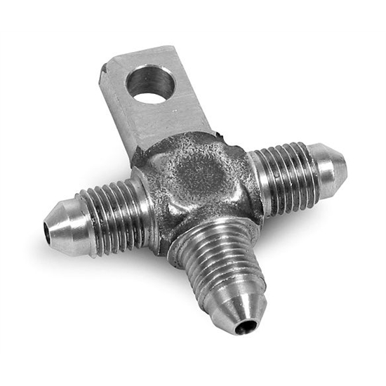 Earls 6453093ERL Speed-Seal -3 AN Hose End Tee, 3/16 Mount, Stainless