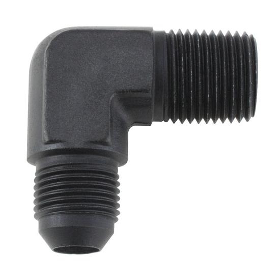 Black 90 Degree -12 AN Flare to 3/4 Inch NPT Pipe Adapter Fitting Black 90 Degree -12 AN Flare to 3/4 Inch NPT Pipe Adapter Fitting