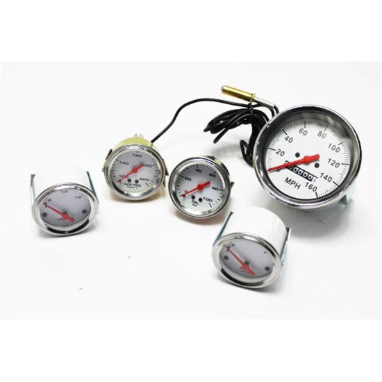 SPEEDWAY 5 GAUGE SET WHITE Free Shipping Speedway Motors
