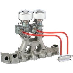 Plain 9 Super 7® Carbs on Eddie Meyer Intake Manifold Kit, 1949-53 Ford V8