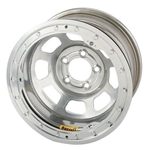 Bassett 50SF4SL 15X10 D-Hole Lite 5on4.5 4 In BS Silver Beadlock Wheel