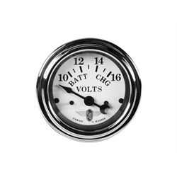 Stewart Warner 82481 Wings Voltmeter Gauge, White