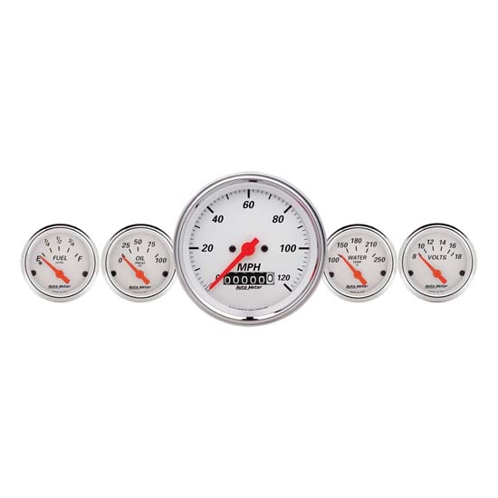 Auto Meter 1340 Arctic White 5 Piece Gauge Kit Auto Meter 1340 Arctic White 5 Piece Gauge Kit
