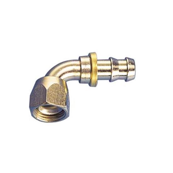 Socketless Reusable Push-On Hose End for -8 AN Fitting, 90 Degree Socketless Reusable Push-On Hose End for -8 AN Fitting, 90 Degree