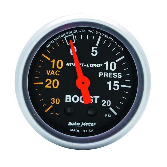 Auto Meter 3301 Sport-Comp Mechanical Boost/Vacuum Gauge, 2-1/16 Inch Auto Meter 3301 Sport-Comp Mechanical Boost/Vacuum Gauge, 2-1/16 Inch