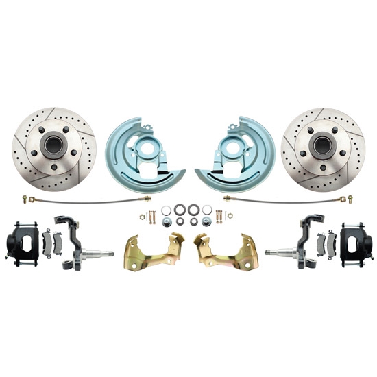 64-74 GM A/F/X Body 11 In Disc Brake Kit, Drill/Slot Rtr, Blk Caliper 64-74 GM A/F/X Body 11 In Disc Brake Kit, Drill/Slot Rtr, Blk Caliper