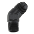 Black 45 Degree -10 AN Flare to 1/2 Inch NPT Pipe Adapter Fitting
