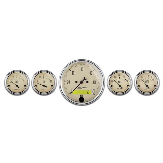 Auto Meter 1809 Antique Beige 5 Piece Gauge Kit Auto Meter 1809 Antique Beige 5 Piece Gauge Kit