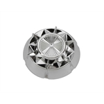 Murray Pedal Car Parts, Starburst Hubcap, 3-3/8 Inch O.D., Chrome Plastic