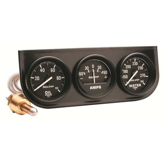 Auto Meter 2393 Auto Gage Mechanical 3 Gauge Console, Oil/Amp/Water Auto Meter 2393 Auto Gage Mechanical 3 Gauge Console, Oil/Amp/Water