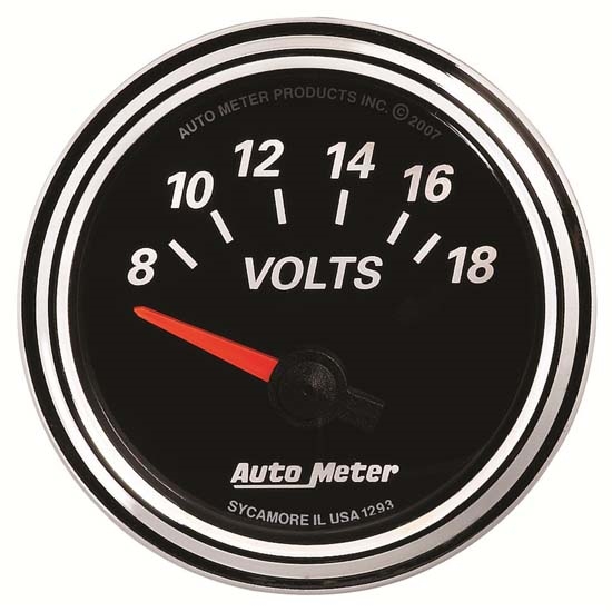 Auto Meter 1293 Designer Black II Air-Core Voltmeter Gauge Auto Meter 1293 Designer Black II Air-Core Voltmeter Gauge
