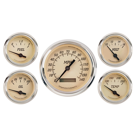 Omega Kustom 5-Gauge Set, Timeless Tan, 4-3/8, Electric Omega Kustom 5-Gauge Set, Timeless Tan, 4-3/8, Electric