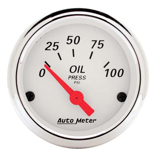 Auto Meter 1327 Arctic White Air-Core Oil Pressure Gauge Auto Meter 1327 Arctic White Air-Core Oil Pressure Gauge