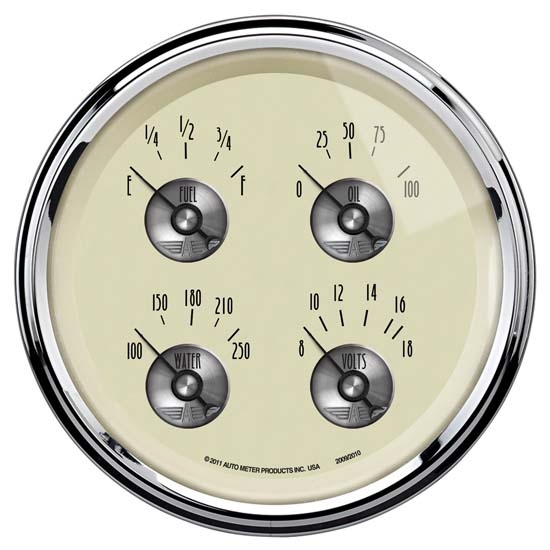 Auto Meter 2009 Prestige Antique Ivory Air-Core Quad Gauge, 5 Inch Auto Meter 2009 Prestige Antique Ivory Air-Core Quad Gauge, 5 Inch