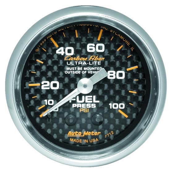 Auto Meter 4712 Carbon Fiber Mechanical Fuel Pressure Gauge Auto Meter 4712 Carbon Fiber Mechanical Fuel Pressure Gauge