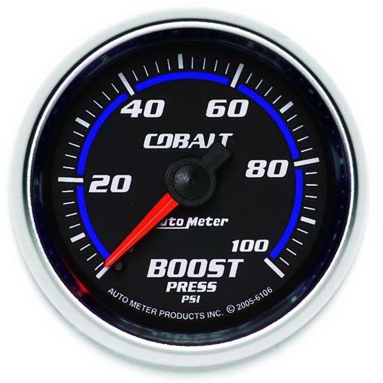 Auto Meter 6106 Cobalt Mechanical Boost Gauge, 2-1/16 Inch, 100 PSI Auto Meter 6106 Cobalt Mechanical Boost Gauge, 2-1/16 Inch, 100 PSI