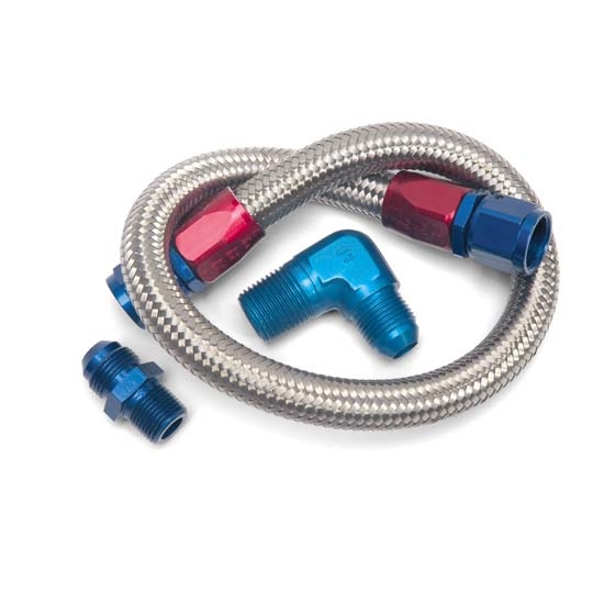 Edelbrock 8122 Stainless Steel Braided Fuel Lines, 22 Inch, Kit