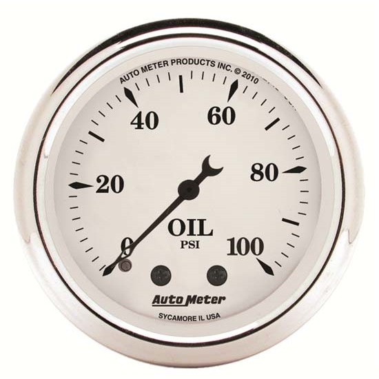 Auto Meter 1621 Old-Tyme White Mechanical Oil Pressure Gauge Auto Meter 1621 Old-Tyme White Mechanical Oil Pressure Gauge
