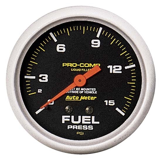 Auto Meter 5411 Pro-Comp Mechanical Fuel Pressure Gauge, 15 PSI, 2-5/8 Auto Meter 5411 Pro-Comp Mechanical Fuel Pressure Gauge, 15 PSI, 2-5/8