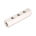 Hex Polished Aluminum Fuel Block, 3-Hole