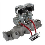 Two Plain 9 Super 7® Carbs, Offenhauser 1075 Dual Intake, 1949-53 Ford V8