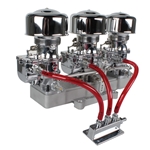 Three Chrome 9 Super 7® Carbs to 4 Barrel Intake Adapter, Complete Kit