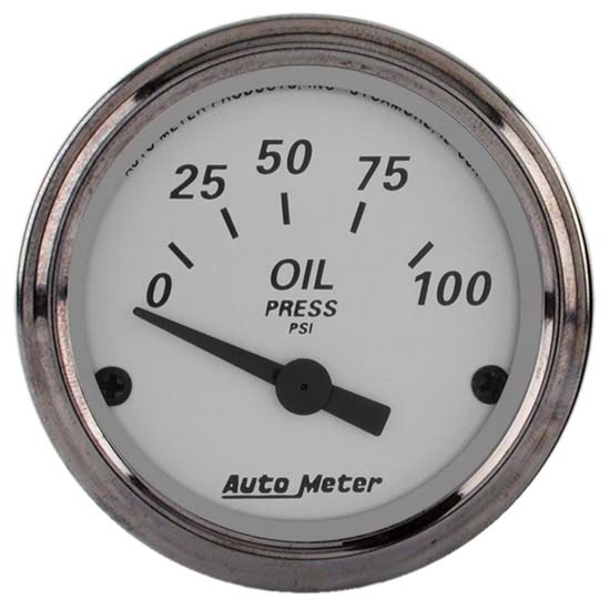 Auto Meter 1928 American Platinum Air-Core Oil Pressure Gauge Auto Meter 1928 American Platinum Air-Core Oil Pressure Gauge