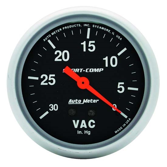 Auto Meter 3484 Sport-Comp Mechanical Vacuum Gauge, 2-5/8 Inch Auto Meter 3484 Sport-Comp Mechanical Vacuum Gauge, 2-5/8 Inch