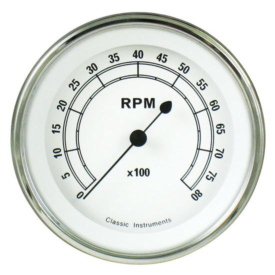 Classic Instruments CW80SLF Classic White Series 8000 RPM Tach Classic Instruments CW80SLF Classic White Series 8000 RPM Tach