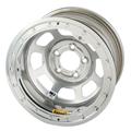 Bassett D-Hole IMCA Approved Wheel, 15 x 8, 5 on 4-3/4, Beadlock, Silver