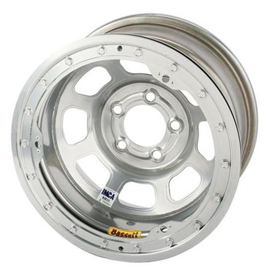 Bassett D-Hole IMCA 15 Inch Wheel, 15 x 8, 5 on 4-3/4, Beadlock, Silver Bassett D-Hole IMCA 15 Inch Wheel, 15 x 8, 5 on 4-3/4, Beadlock, Silver