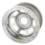 Bassett D-Hole IMCA Approved Wheel, 15 x 8, 5 on 4-3/4, Beadlock, Silver