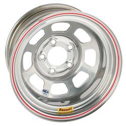 Bassett Silver D-Hole Wheel, Non-Beadlock, 15x8, 5 on 5 Inch, Silver