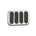 Lokar SG-6017 X-Large Steel Brake Pedal Pad w/Rubber Inserts, Chromed