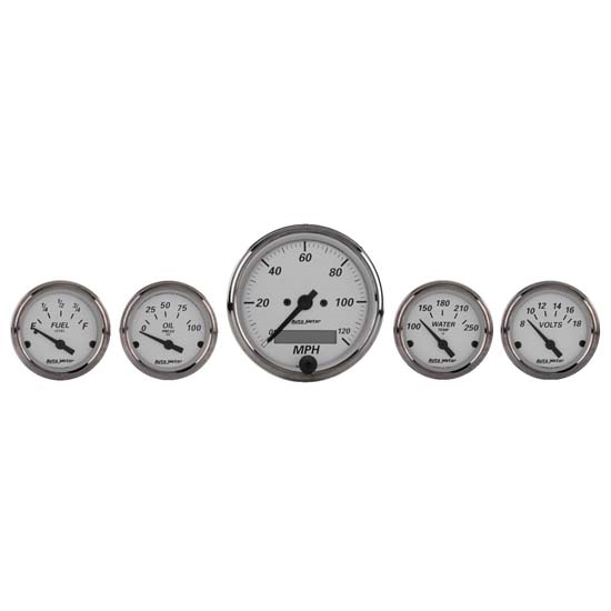Auto Meter 1902 American Platinum 5 Piece Gauge Kit Auto Meter 1902 American Platinum 5 Piece Gauge Kit