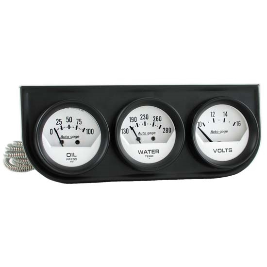 Auto Meter 2324 Auto Gage Mechanical 3 Gauge Console, Oil/Water/Volt Auto Meter 2324 Auto Gage Mechanical 3 Gauge Console, Oil/Water/Volt