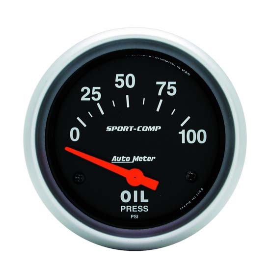 Auto Meter 3522 Sport-Comp Air-Core Oil Pressure Gauge, 100 PSI Auto Meter 3522 Sport-Comp Air-Core Oil Pressure Gauge, 100 PSI