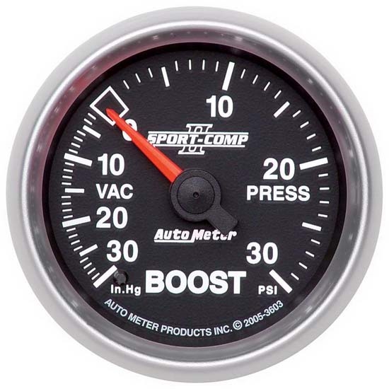 Auto Meter 3603 Sport-Comp II Mechanical Boost/Vacuum Gauge Auto Meter 3603 Sport-Comp II Mechanical Boost/Vacuum Gauge