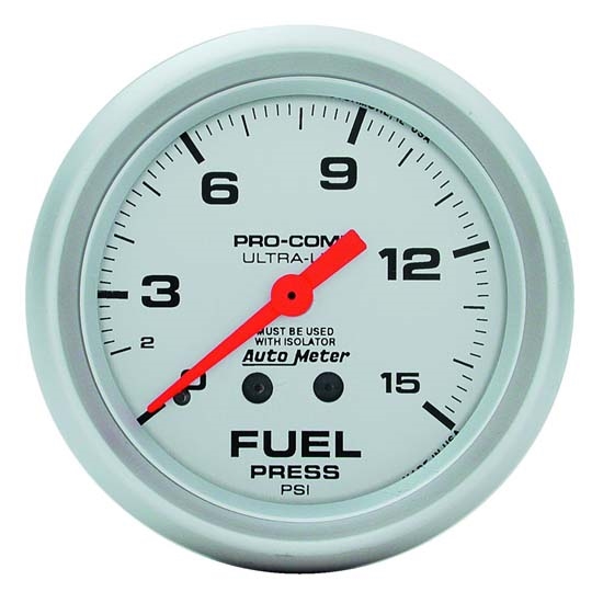 Auto Meter 4413 Ultra-Lite Mechanical Fuel Pressure w/ Isolator Gauge Auto Meter 4413 Ultra-Lite Mechanical Fuel Pressure w/ Isolator Gauge