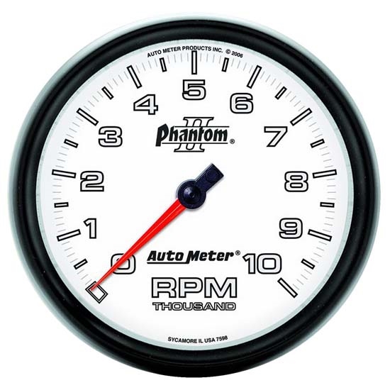Auto Meter 7598 Phantom II Air-Core In-Dash Tachometer, 10k RPM, 5 In. Auto Meter 7598 Phantom II Air-Core In-Dash Tachometer, 10k RPM, 5 In.
