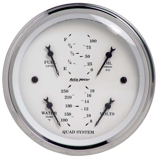 Auto Meter 1612 Old-Tyme White Air-Core Electric Quad Gauge, 3-3/8 Auto Meter 1612 Old-Tyme White Air-Core Electric Quad Gauge, 3-3/8
