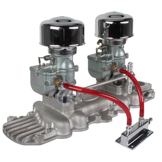 Plain 9 Super 7 Carbs on Eddie Meyer Intake Manifold, 1932-48 Ford V8 Plain 9 Super 7 Carbs on Eddie Meyer Intake Manifold, 1932-48 Ford V8