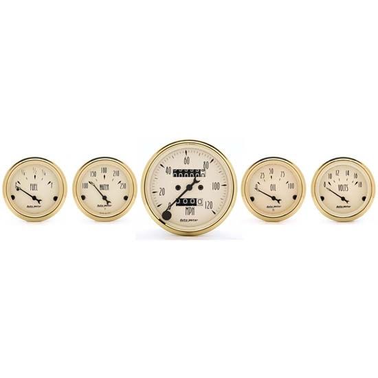 Auto Meter 1501 Golden Oldies 5 Piece Gauge Kit, Mechanical Speedo Auto Meter 1501 Golden Oldies 5 Piece Gauge Kit, Mechanical Speedo