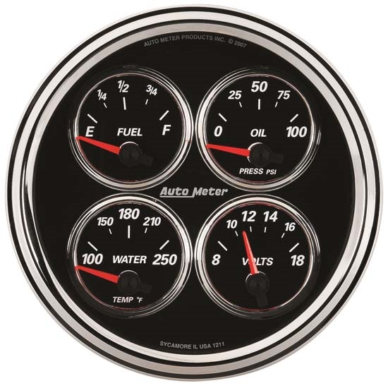 Auto Meter 1211 Designer Black II Air-Core Quad Gauge, 5 Inch Auto Meter 1211 Designer Black II Air-Core Quad Gauge, 5 Inch