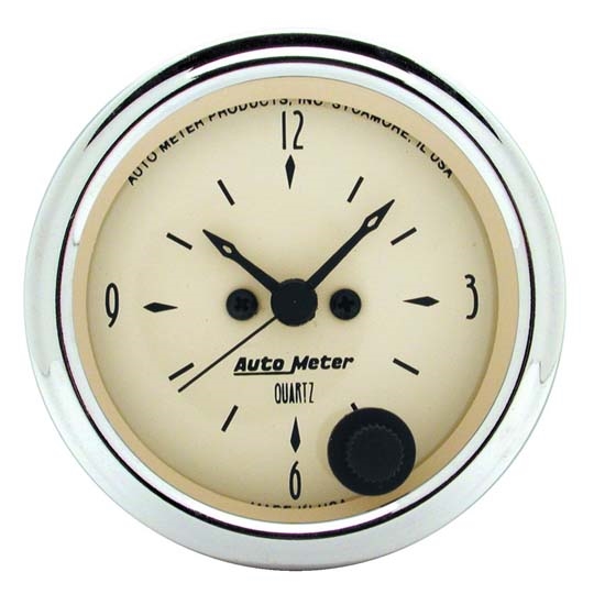 Auto Meter 1885 Antique Beige Quartz Clock Gauge Auto Meter 1885 Antique Beige Quartz Clock Gauge