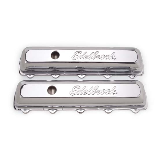 Edelbrock 4485 Signature Series Chrome Valve Cover Set, Oldsmobile V8