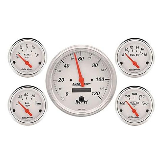 Garage Sale - Auto Meter Artic White Gauge Set, Electric Speedo Garage Sale - Auto Meter Artic White Gauge Set, Electric Speedo