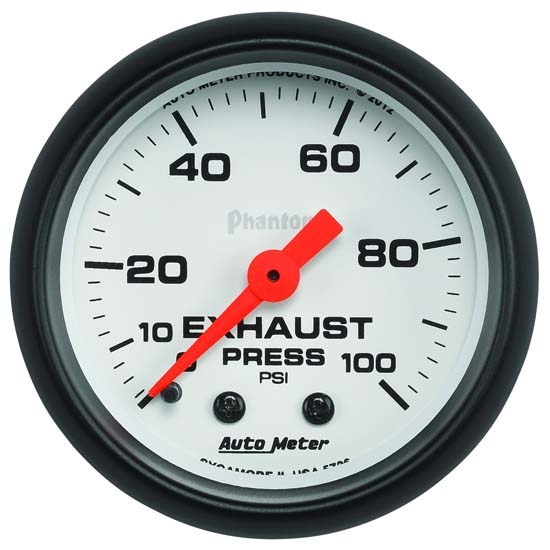 Auto Meter 5726 Phantom Mechanical Exhaust Pressure Gauge, 100 PSI Auto Meter 5726 Phantom Mechanical Exhaust Pressure Gauge, 100 PSI